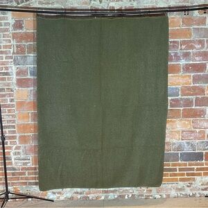 Vintage Heather Green Wool Camp Blanket 60” x 80”
